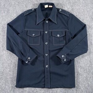 Vintage Kings Road Shirt Mens Large Blue Button Up Western Perma Prest 70s